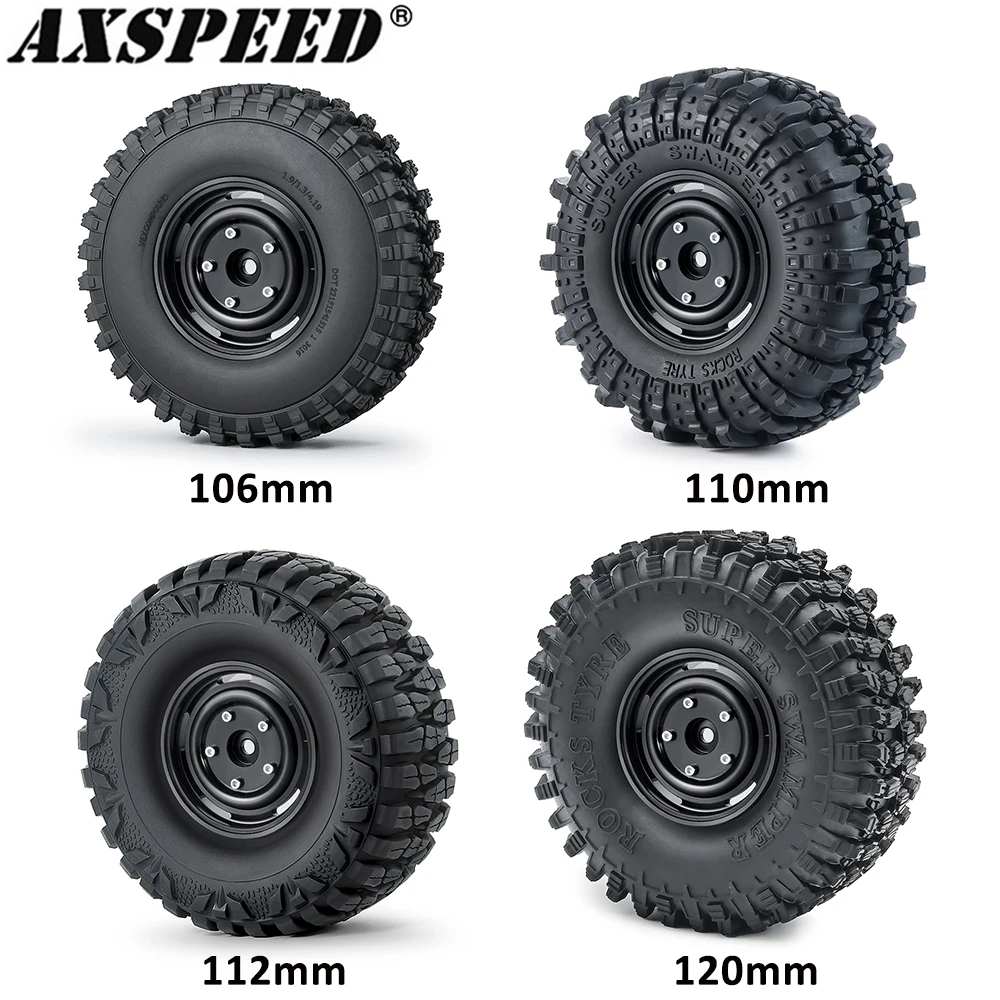 AXSPEED 4PCS Metal 1.9 kołpak Beadlock opony ustawione 106/110/112/120mm dla gąsienica RC 1:10 oś samochodu SCX10 TRX4 części