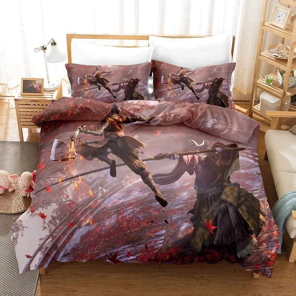 3D Printed Sekiro Bedding Set Pillowcase Anime Game Duvet Cover Double Twin Full Queen King Adult Kids Bedclothes Quilt Cover