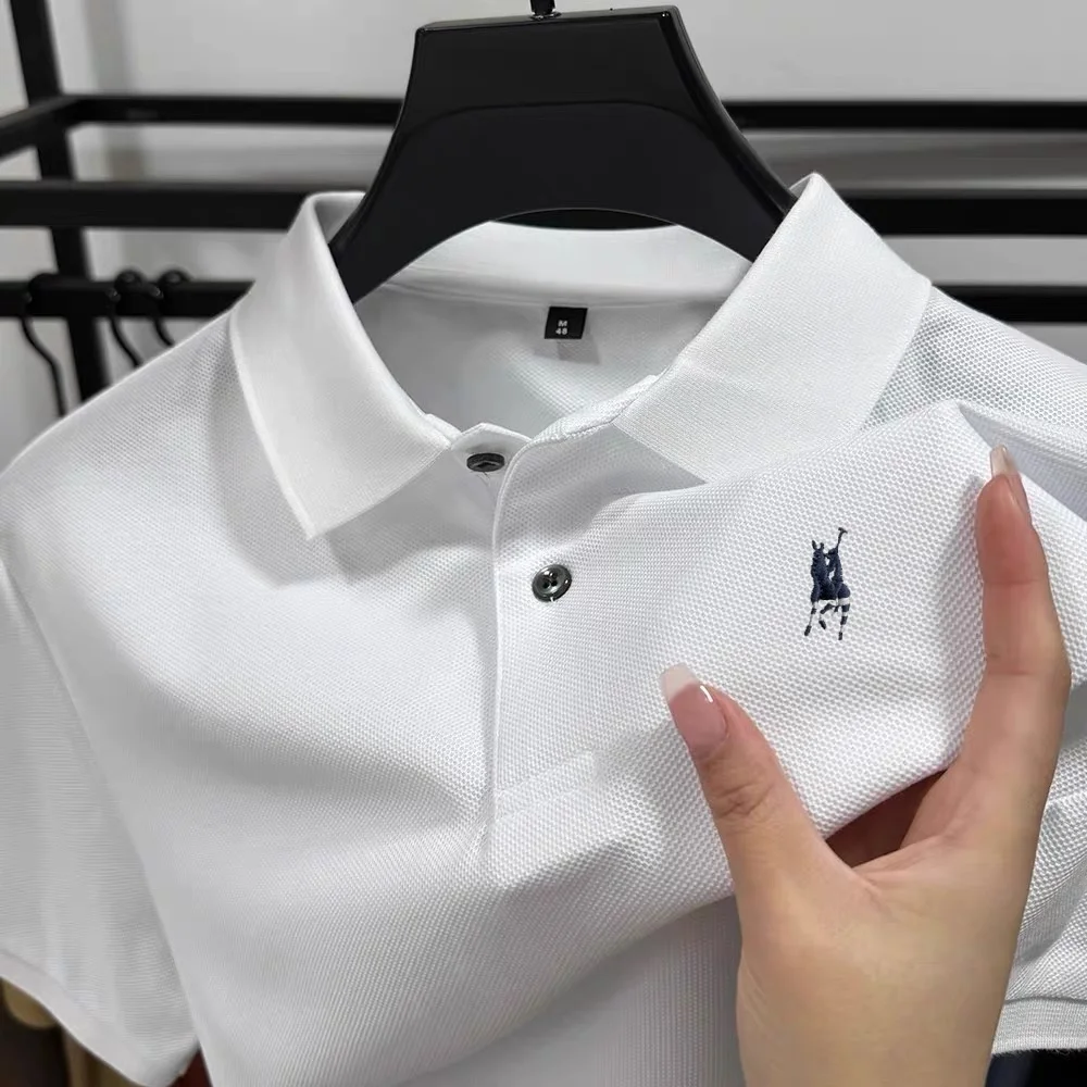 

100% pure cotton summer hot selling high-end brand men's embroidered design fashionable men's short sleeved polo shirt