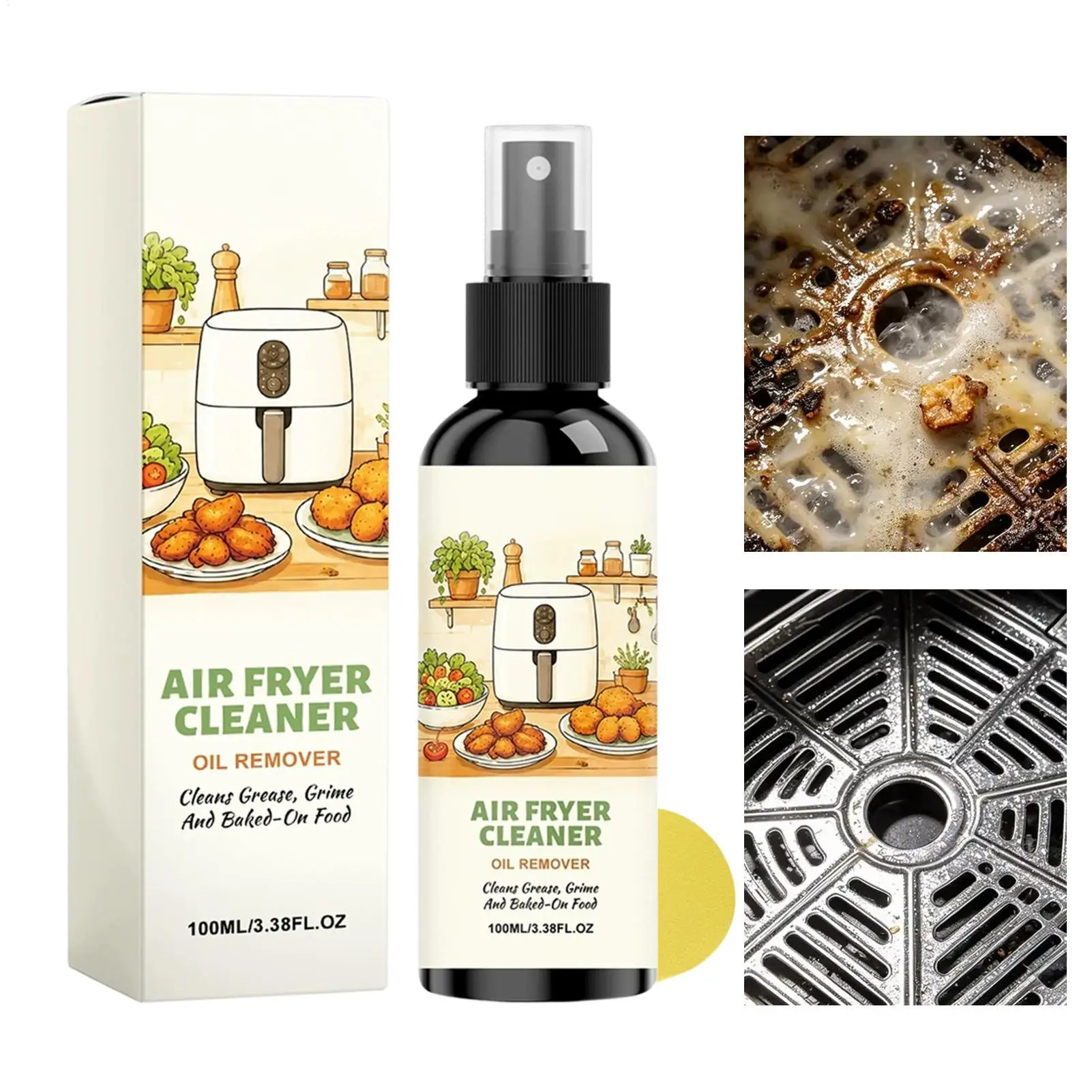 Air Fryer Cleaner 100ml Oven Degreaser Foaming Spray Powerful Stain Remover Kitchen Grease Purifier Countertop Solution