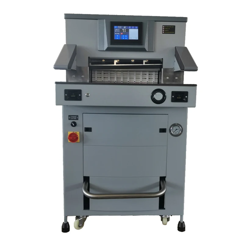 China Cheap Office Notebook Abrasive Transfer Kraft Packing Box Letters Sheet Paper Double Guide Automatic Paper Cutting Machine