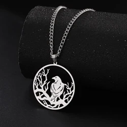 LIKGREAT Crow Raven Pendant Necklaces Norse Mythology Stainless Steel Gothic Necklace for Men Vintage Jewelry