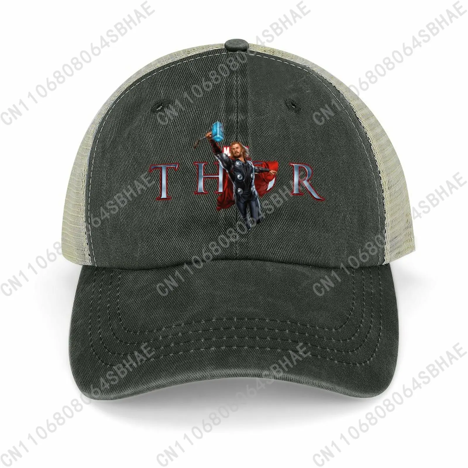 

Marvel The God of Thunder Mesh Cowboy Hat Hollow Ventilated Summer Cap Men Women Outdoor Sun Hat Adjustable Strap Custom Cosplay