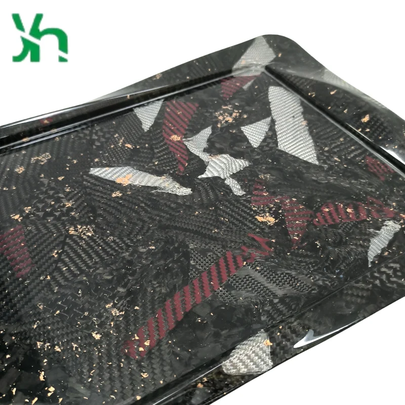 Bandeja de fibra de carbono seca 3K 30x25 cm, patrón de tejido mixto, placa forjada única