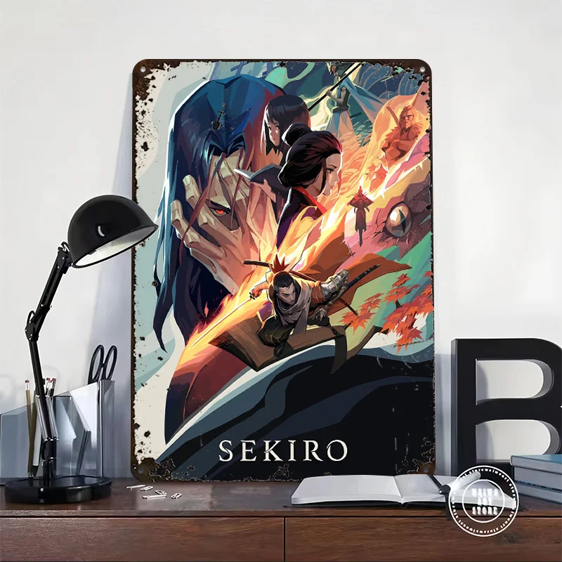 Sekiro: Shadows Die Twice 3D Texture Printed Poster Custom Vintage Metal Tin Plate Sign for Wall Art Home Decor Ornaments House