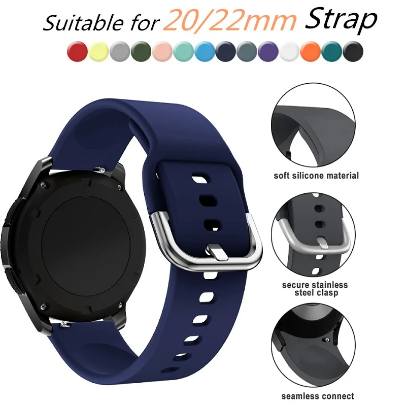 

20MM 22MM Universal Silicone Watch Band Strap For Garmin Vivoactive 5 4 4s 3 vivomove HR Venu SQ 2 3 3S 2S Watch Strap Accessory
