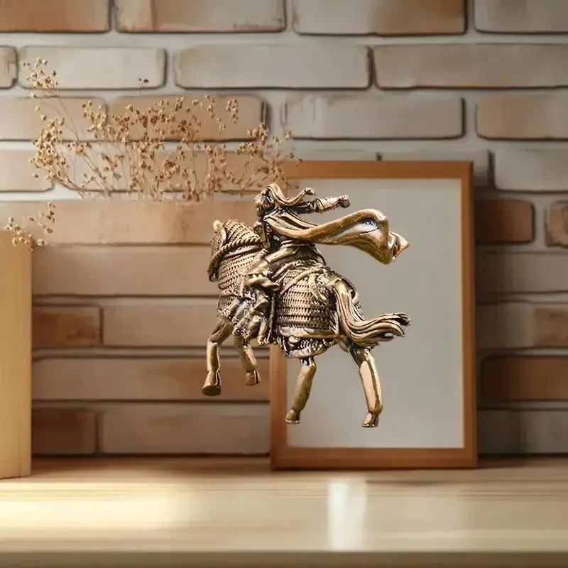 

Brass Mulan Riding Horse Figurines Small Ornaments Pure Brass Statue Desk Decor Animal Home Decor