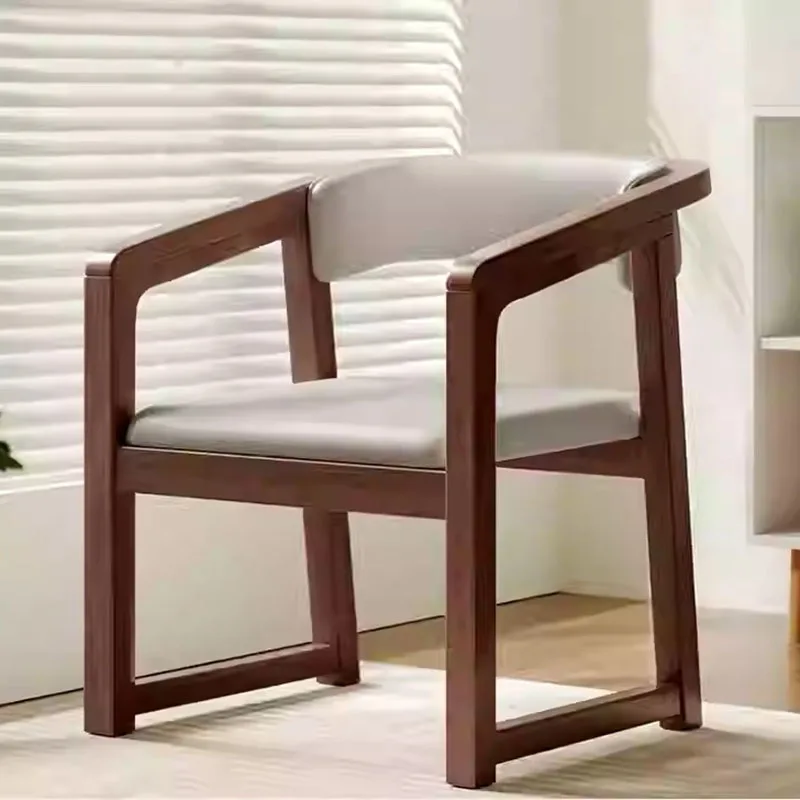 Silla de comedor Para El Hogar, taburete con respaldo de madera maciza, silla de té minimalista moderna, Muebles Para ancianos