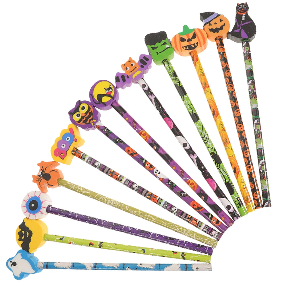 Halloween Halloween Pencils Bulk Eraser Topper Pumpkin Ghost Witch Colorful Stationery Gift Prize Office Classroom Party Favors