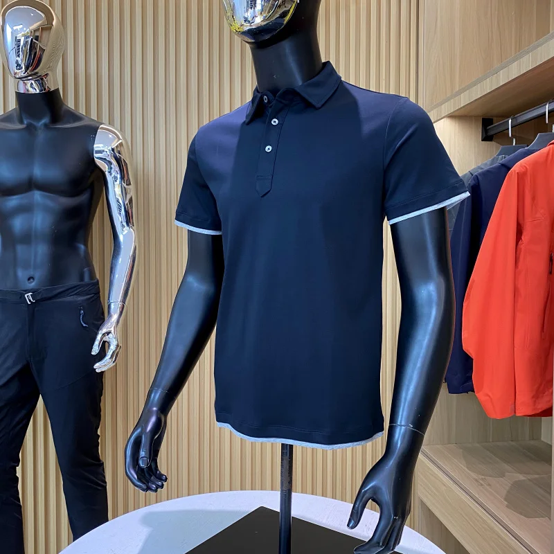 

Casual Summer Men's irt ort Sve Cotton Liquid Ammonia Silk T-irt Busin Casual Stand Fit Youth Daily Wear