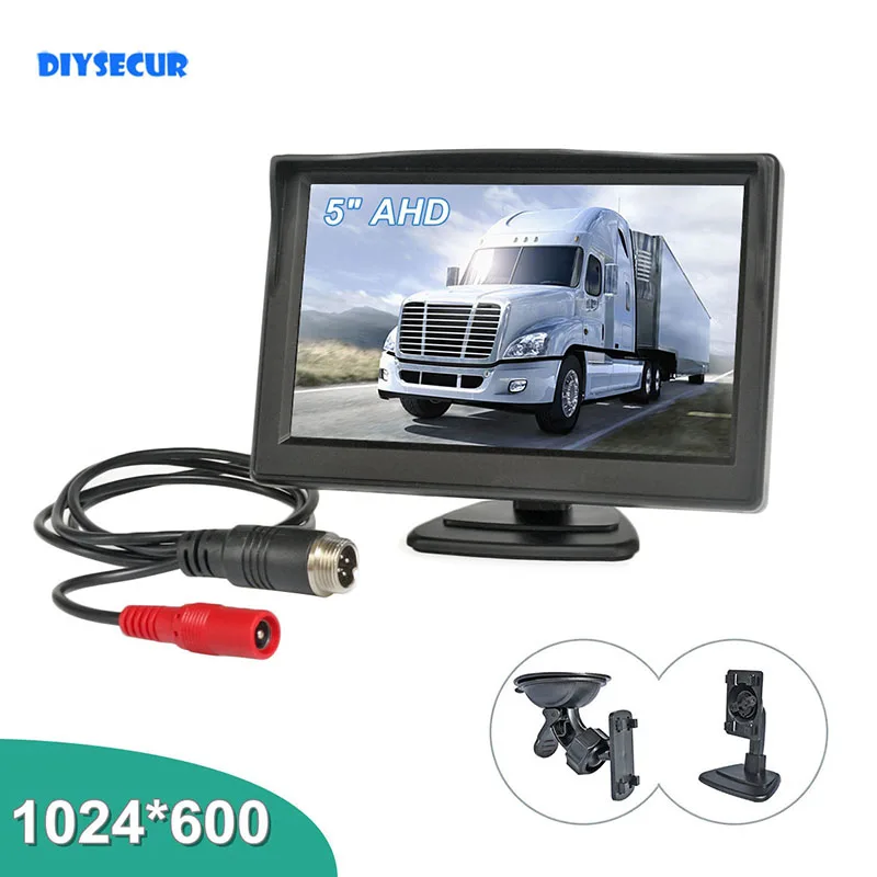 

DIYSECUR 1024*600 5inch 4Pin AHD Car Rear View Monitor Backup HD Monitor with Suction Cup Bracket