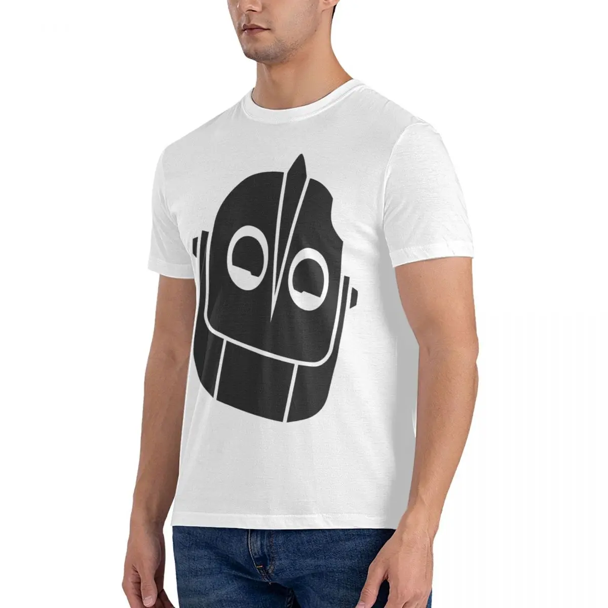 Men's Smiling Iron Giant T Shirts The Iron Giant Cartoon 100% Cotton Clothing Fun Short Sleeve Crew Neck Tees Birthday Gift