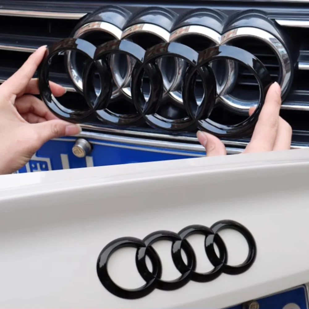 4 Ring ABS Car Hood Front Bonnet Grill Rear Trunk Emblem Logo Badge Sticker For Audi A1 A3 A4 A5 A6 A7 Q2 Q3 Q5 Q8 S3 S4 S5 S6