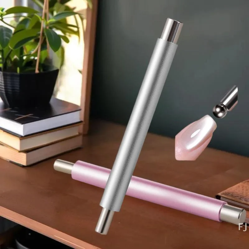 قطعة واحدة من القلم المغناطيسي ذو الرأس المزدوج على شكل أسطوانة سميكة على شكل عين القطة؛ أداة مغناطيس فرنسية من الفولاذ المتين