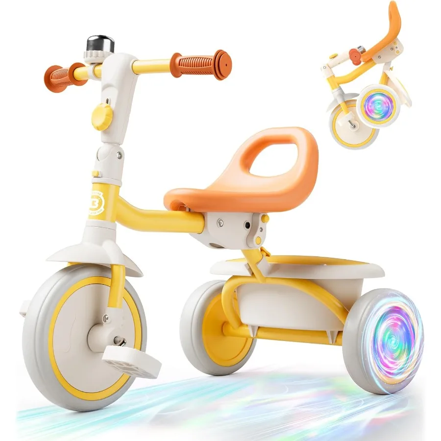 カラフルな照明付き幼児用三輪車（18ヶ月～5歳向け）、ベル付き幼児用自転車、子供用三輪車、2～5歳のお子様へのプレゼント
