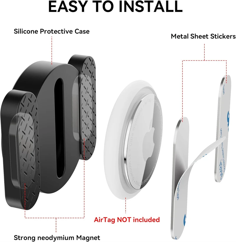 Strong Magnetic Hidden Silicone Holder Case for Apple Airtag Air Tag Car Bike Motorcycle GPS Tracker Anti-lost Protective Cover