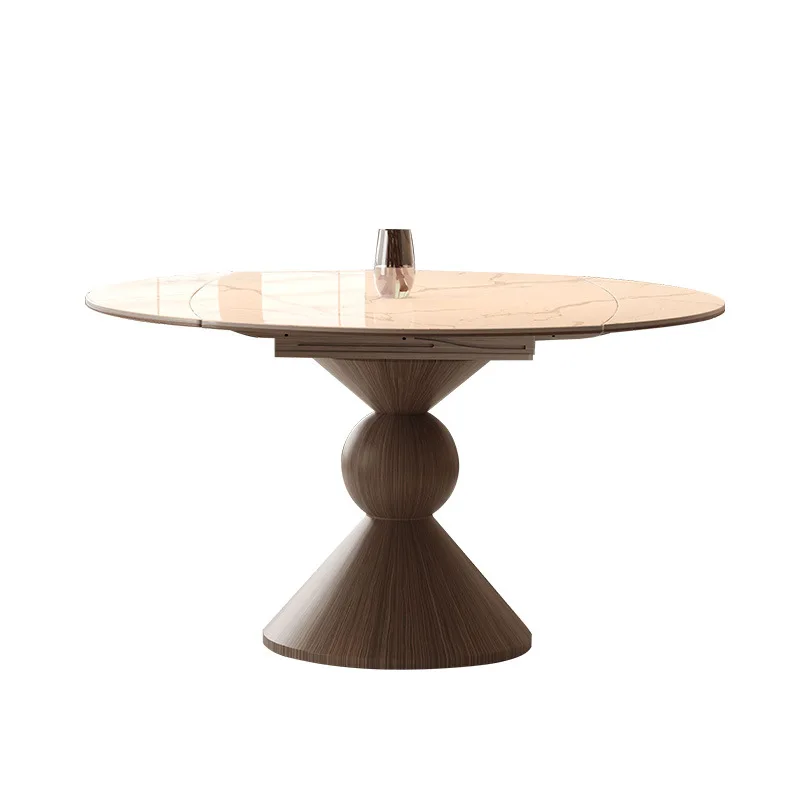 

Medieval style, retractable rock slab, dining table simple modern home, small apartment French retro