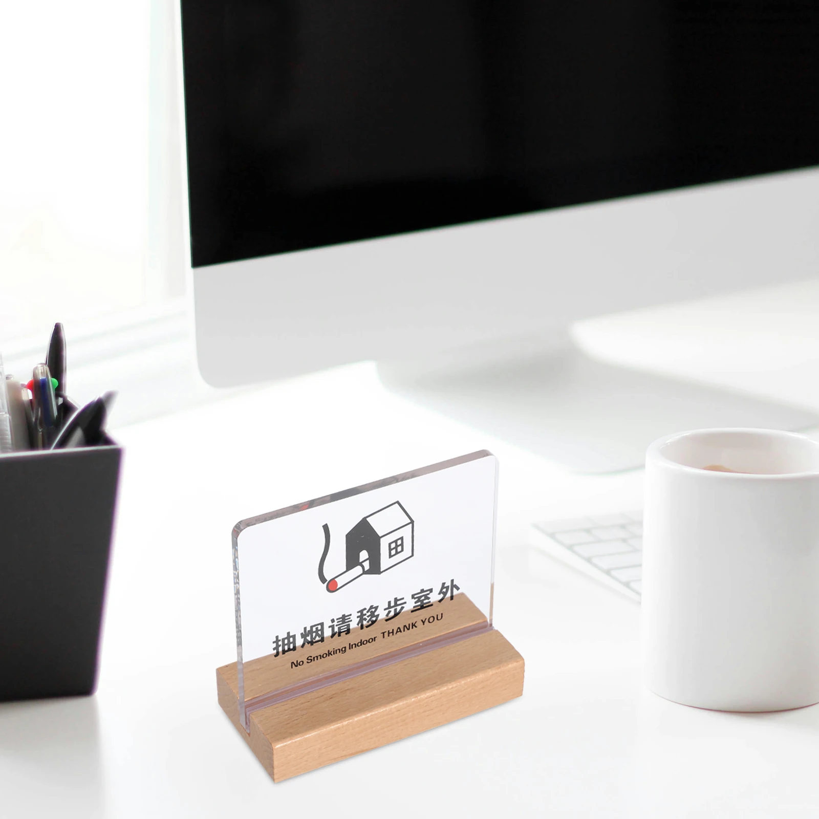 

No Smoking Tent Acrylic Tabletop Non-Smoking Desk Indicator For Hotel Office Cafe Warning Malls Restaurants Smoke-Free