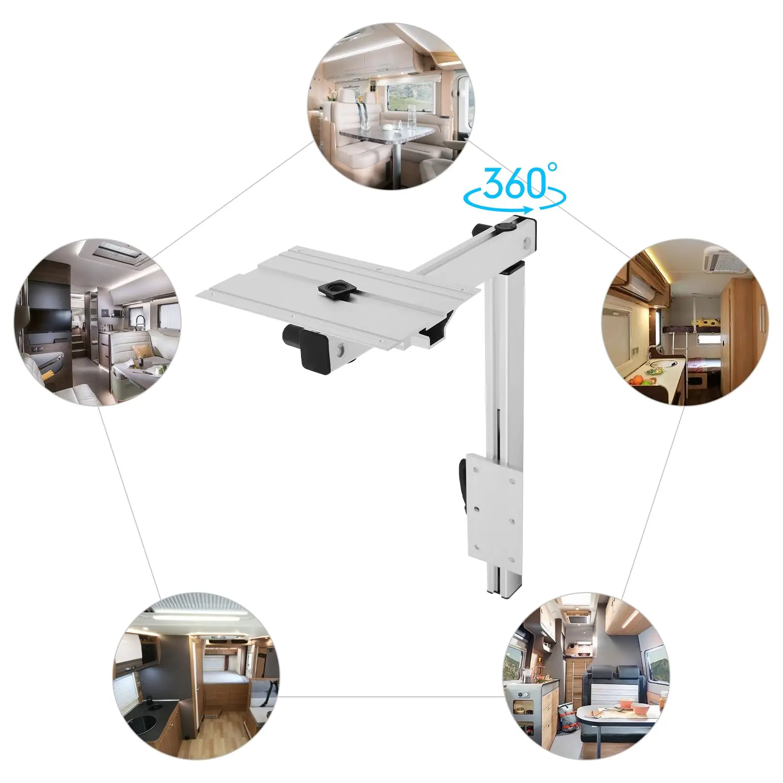 [Kerstmis] Rv-tafelpoot, in hoogte verstelbare tafelpoot Afneembare 360-graden rotatie Tafelsteunstandaard voor jachttrailer camper