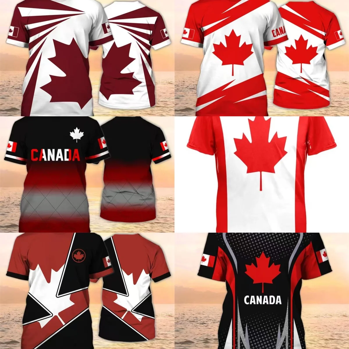 Canada Flag T-shirt Men's Maple Leaf Pattern Short Sleeved T Shirt Summer Casual Top Hip Hop T Shirts Women's Sports Clothes