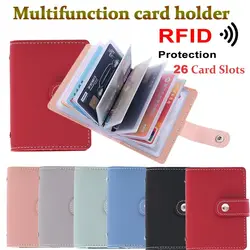 26 Card Slots RFID Blocking PU Leather Women Credit Card Wallet Fashion Cute Cards Holder Wallet For Cards Cardholder