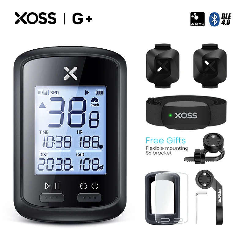 XOSS G Plus-ordenador inalámbrico con GPS para bicicleta, velocímetro resistente al agua, Sensor de vórtice y ANT, Monitor de ritmo cardíaco X2