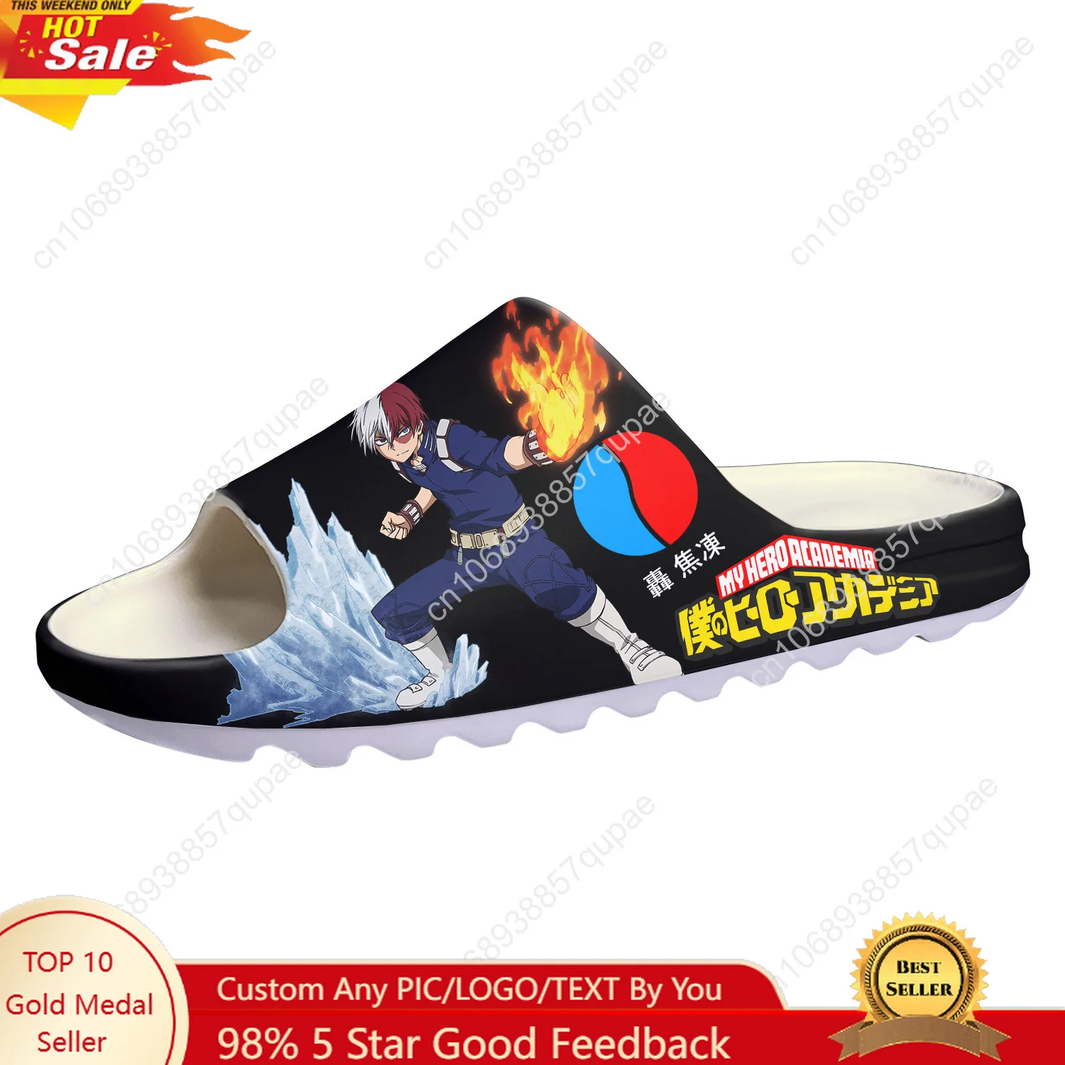 

My Hero Academia Shoto Todoroki Soft Sole Sllipers Home Clogs Customized Water Shoes Men Women Outdoor Stepping Beach Sandals