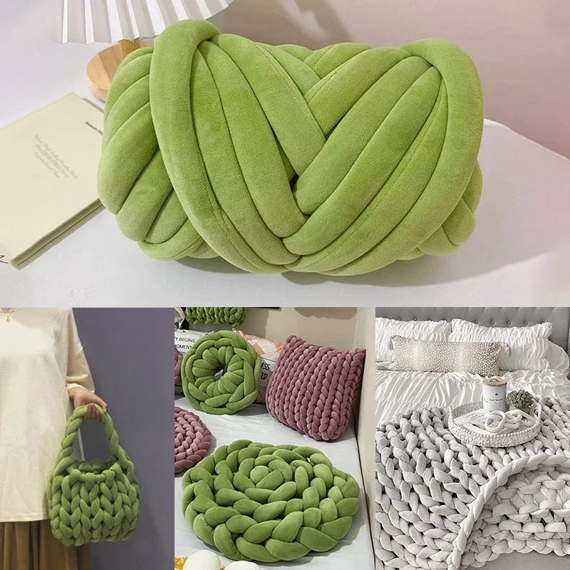 0.5KG/1KG DIY Velvet Thick Bulky Chunky Yarn Hand Knitting Woven Thread Basket Blanket Carpets Giant Yarn Arm Hand-knit Blanket