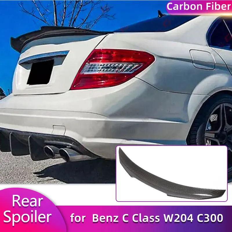 

Задний спойлер багажника, крылья для Mercedes-Benz C Class W204 C300, 4-дверный 2007-2014, полностью карбоновый автомобильный задний спойлер, крыло багажника, губа