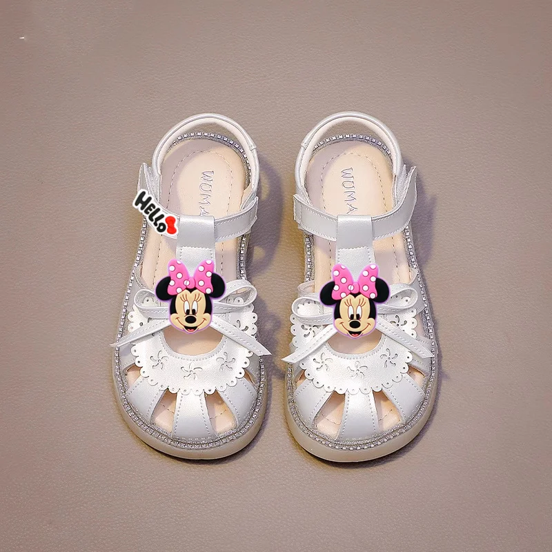 

Сандалии Baotou с Микки Маусом и Минни для девочек, детская обувь принцессы на мягкой подошве для малышей, новая весенне-летняя нескользящая детская пляжная обувь