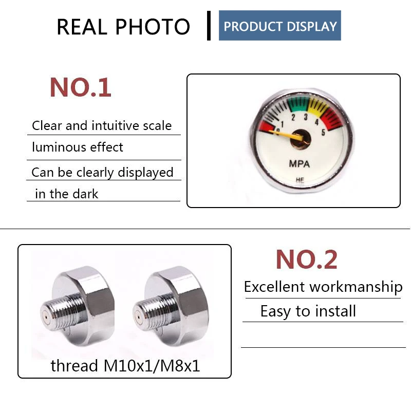 1 ชิ้น/เซ็ตปั๊มวาล์วดําน้ํา 25 มม.M8x1 ด้าย 1 นิ้ว MINI เครื่องวัดความดัน M10x1 Scuba Manometer 5Mpa 10Mpa 20Mpa 30Mpa 35Mpa 40Mpa