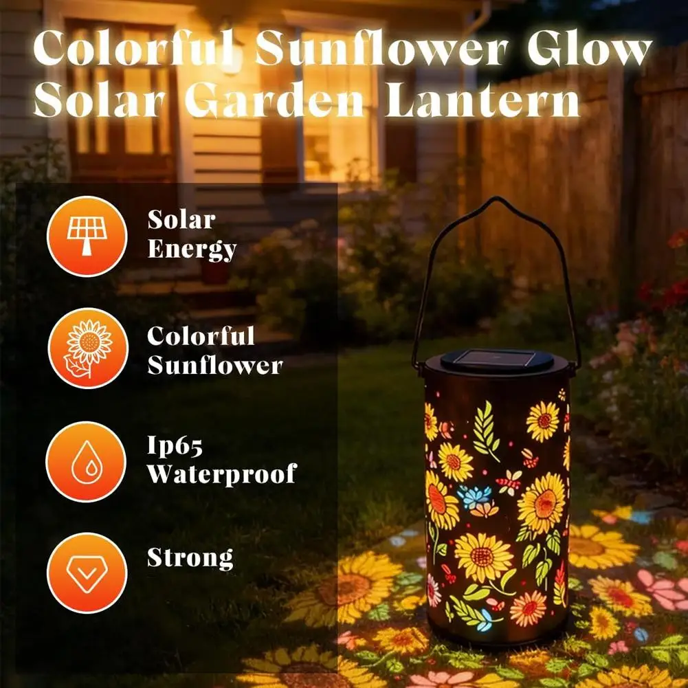 Solar Sunflower Light & Shadow Lamp Waterproof Outdoor Solar Powered Light for Garden, Lawn, Patio, Pathway Night Decor Lighting