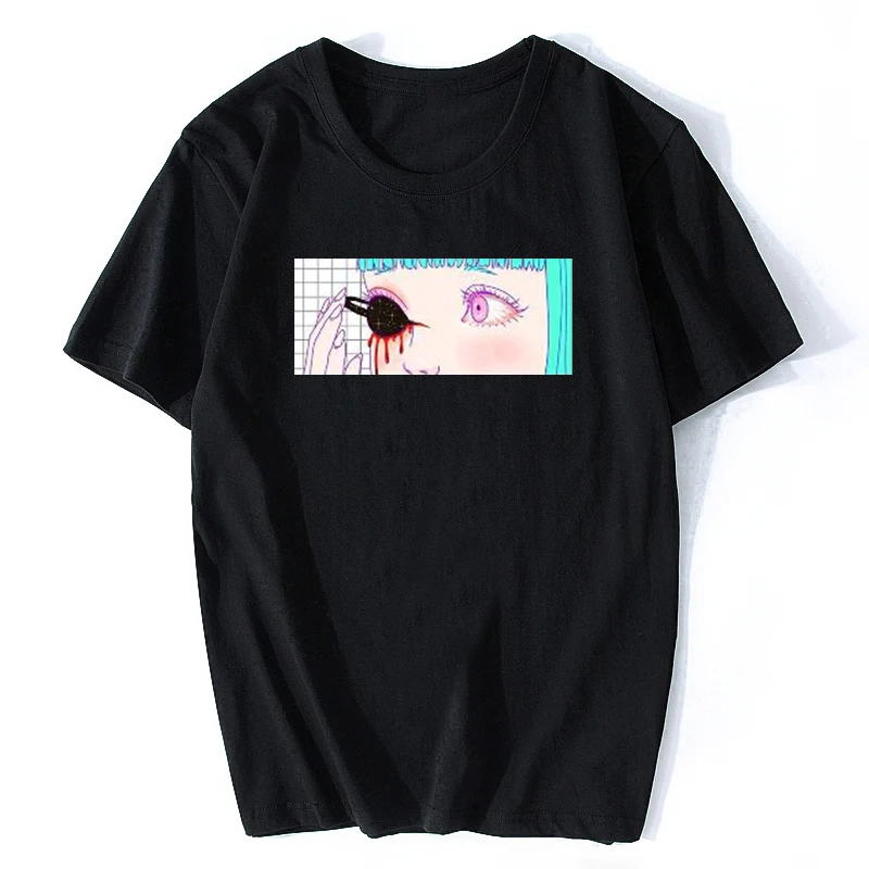 VAPORWAVE Gross Aesthetic Anime Manga Otaku COOL Summer New T-shirt Men Hip Hop Casual 100% Cotton Short Sleeve Oversize Tee