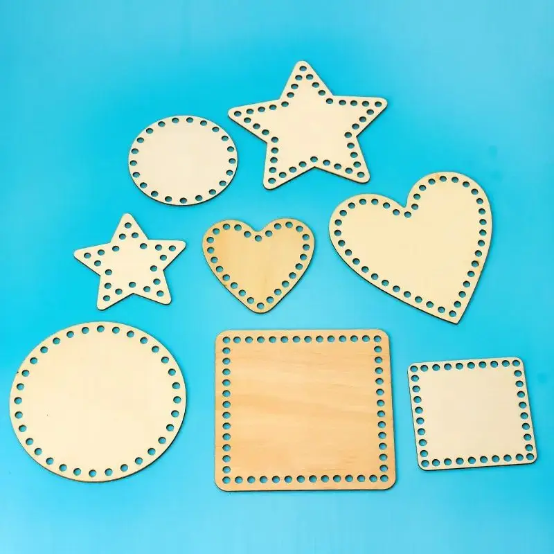 Accesorios para bolsas, cesta de madera con parte inferior en blanco, cesta de ganchillo sólida, Base de madera para cesta DIY,