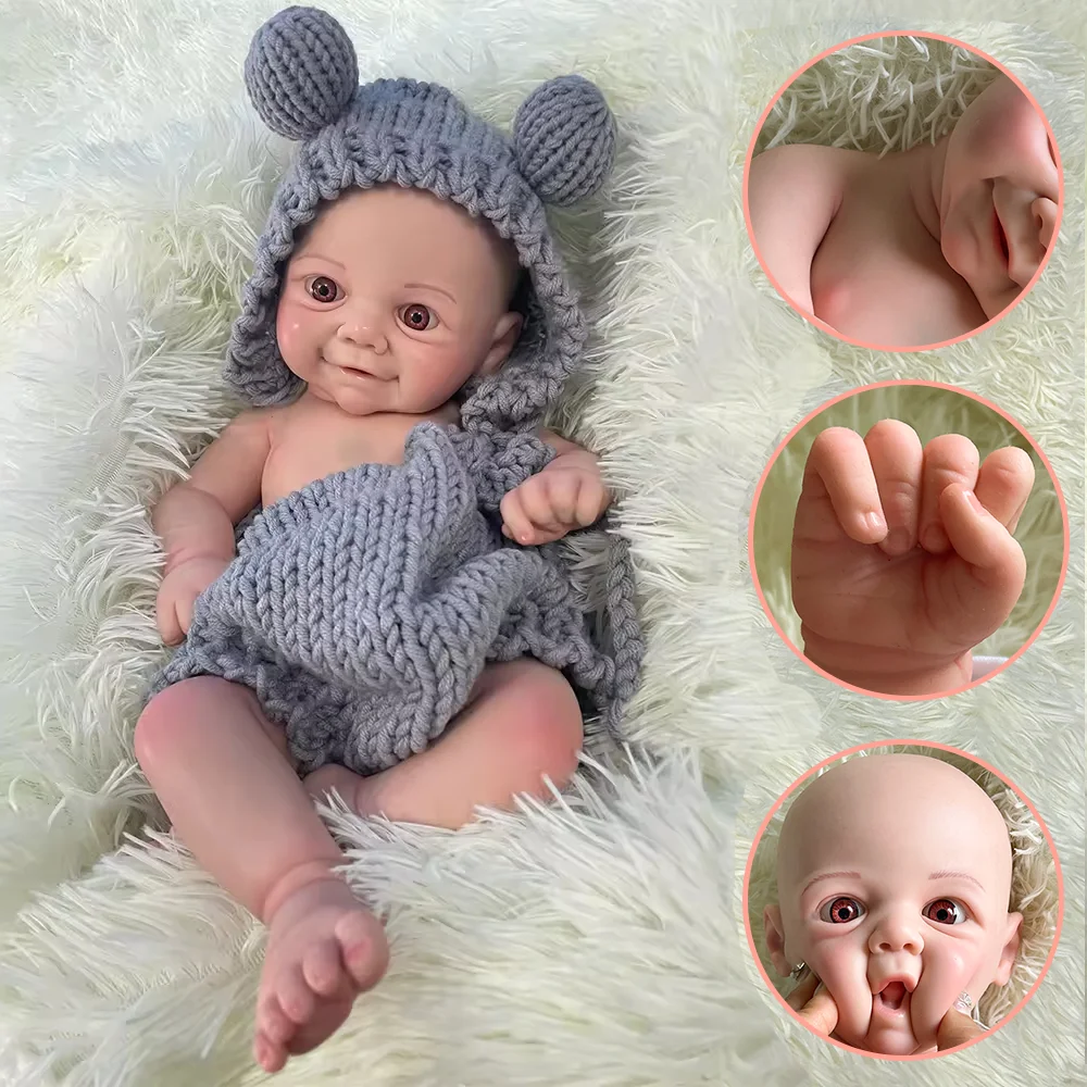 

43Cm Full Body Silicon Bebe Reborn Girl Pеборн Muñeca Handmade 3D Painted Newborn Baby Girl Silicone Soft Lifelike De Silicona