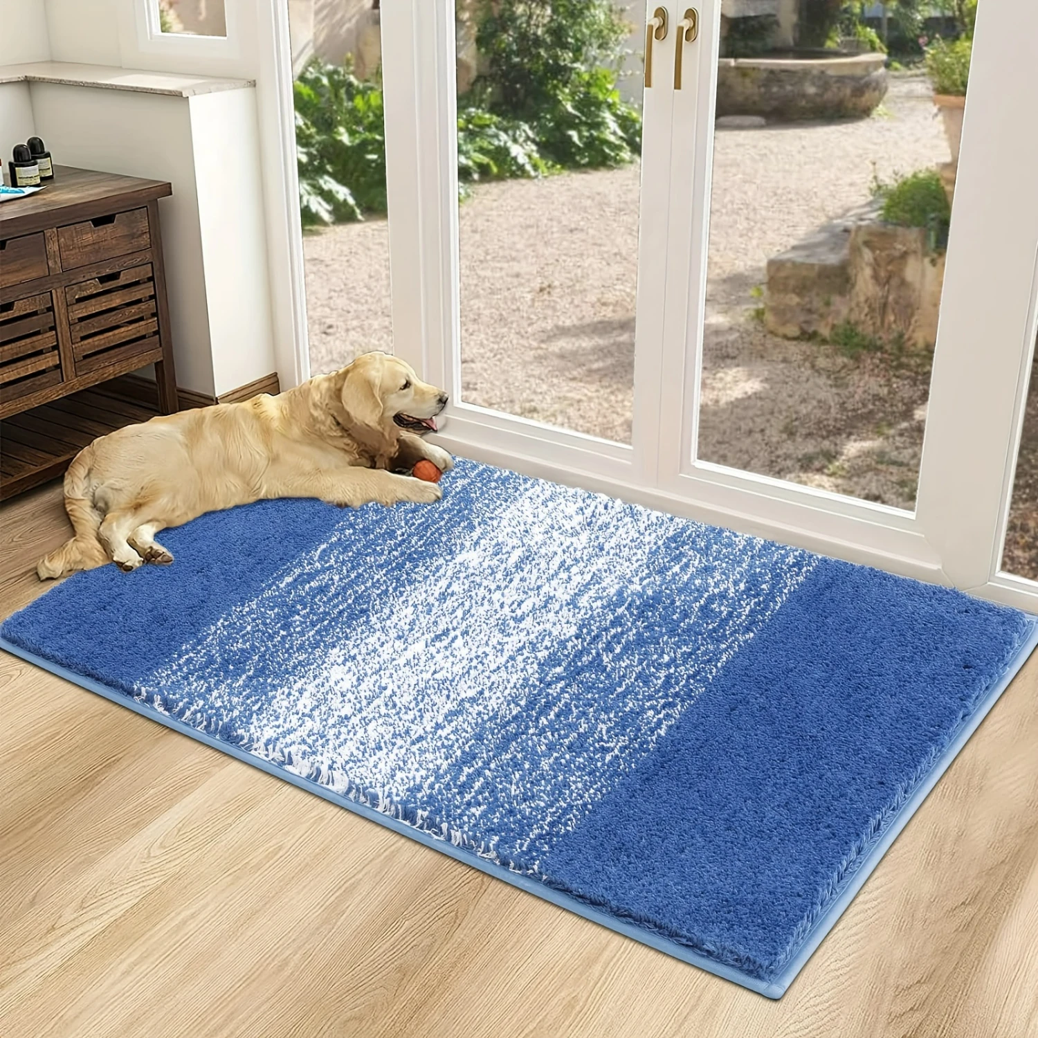 Soft and absorbent Anti-slip Indoor Door Mat, Thin Small Carpet for Entrance, Machine Washable Mud Mat for Summer Decor - 1pc