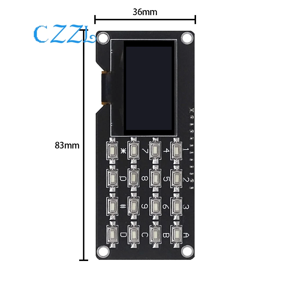 Driver SSD1315 branco de 0,96 polegadas / 1,3 polegadas IIC + botão tela OLED com botão de matriz 4 * 4 botões