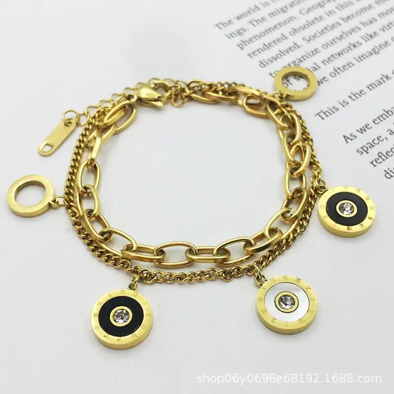 Fashion Roman Digital Necklace Collar Chain Bracelet Circle Earrings