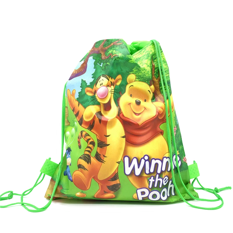 Disney Winnie the Pooh Non-woven Fabric Drawstring Bag Shopping Shoulder Bag Eco-Friendly Bags Folding Tote Portable Handbag