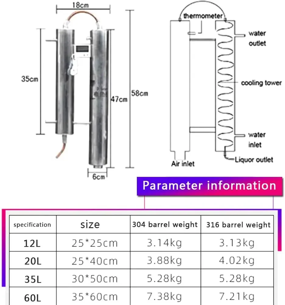 USA Stock 60L Liquor Brewing Distillation Fermentation Equipment | Red Copper Double Tower Distiller Home Brewing Mashine