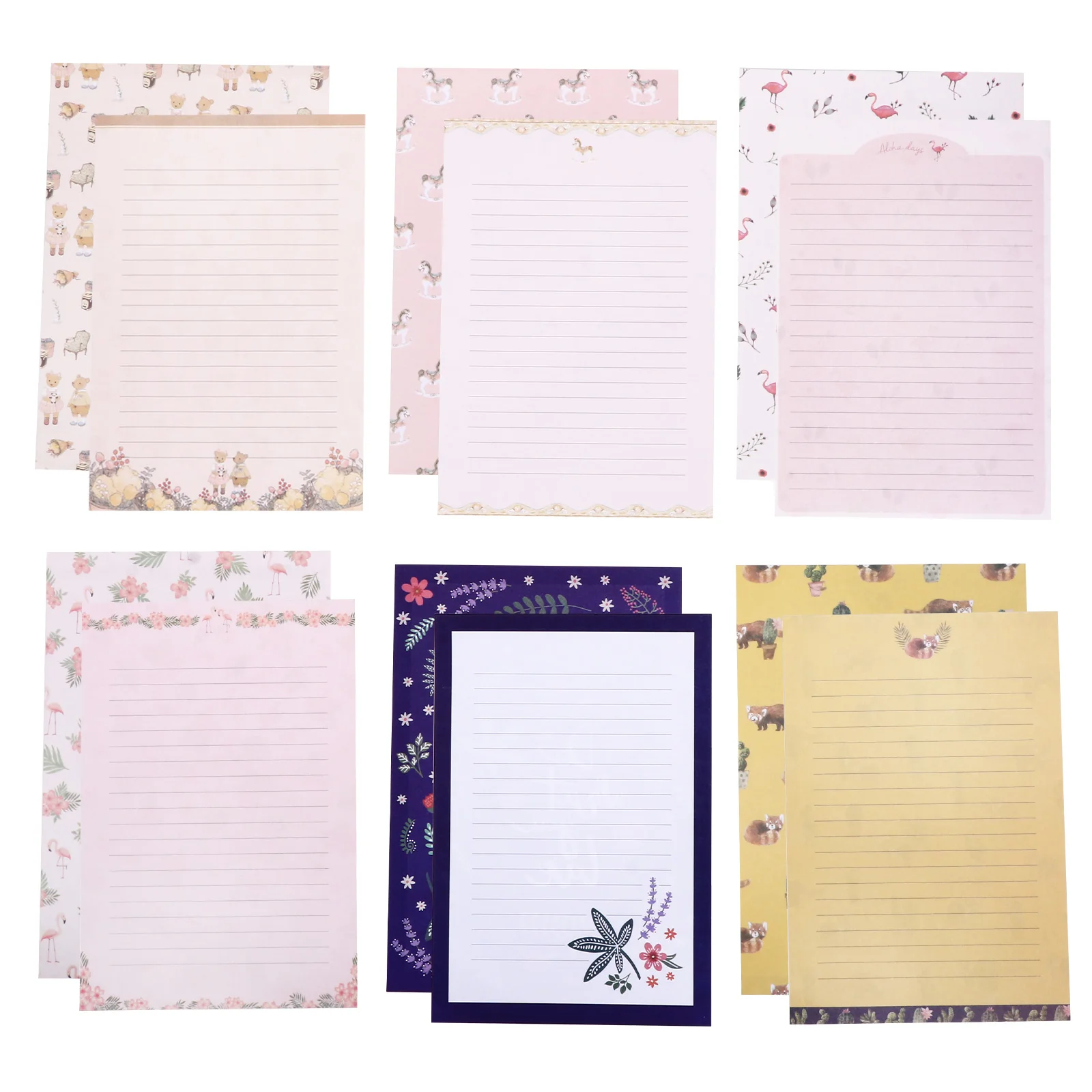 

8 set Floral Animal Writing Paper Sets Smooth Surface Elegant Pattern Cartoon Letter Stationery Envelopes Invitations