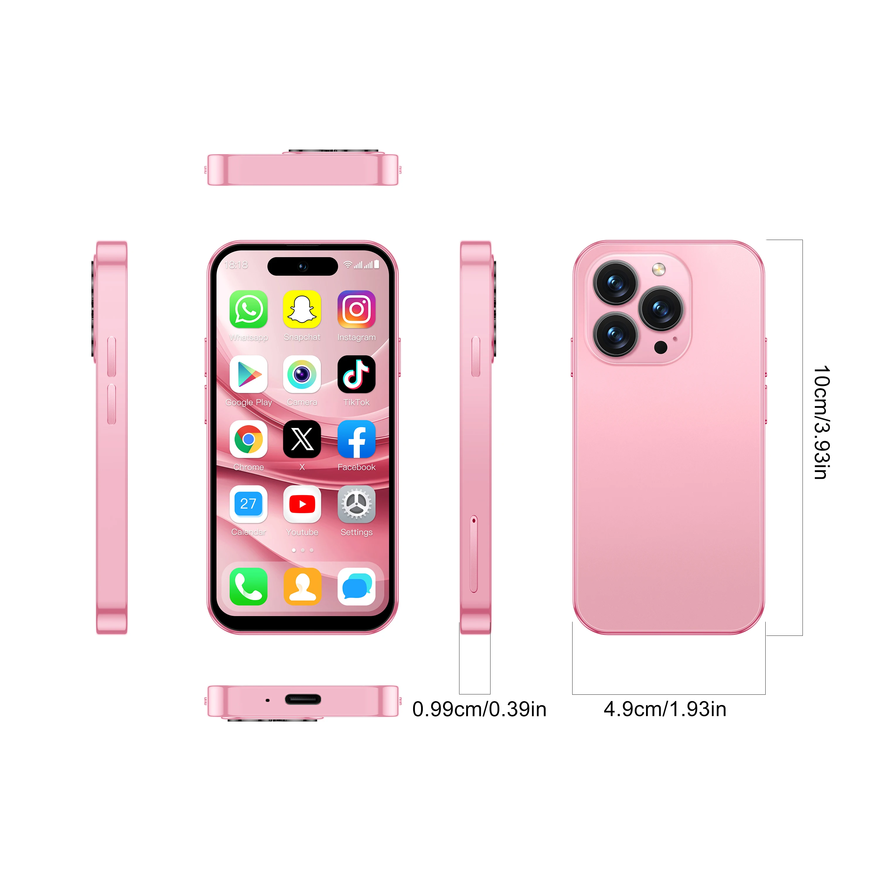 ONEMYTH M17 Pro 4.0 "هاتف ذكي صغير 2GB RAM 16GB ROM Android12.0 التعرف على الوجه فتح 2000mAh 4G هاتف محمول صغير