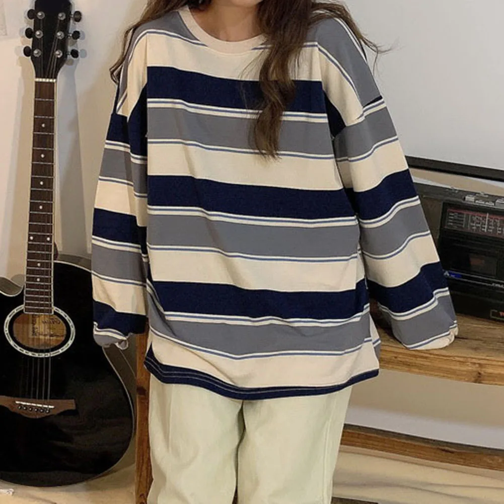 Ladies' Loose Top Casual Long Sleeve Top Holiday Polyester Fabric Regular Length Comfortable Everyday Wear Top