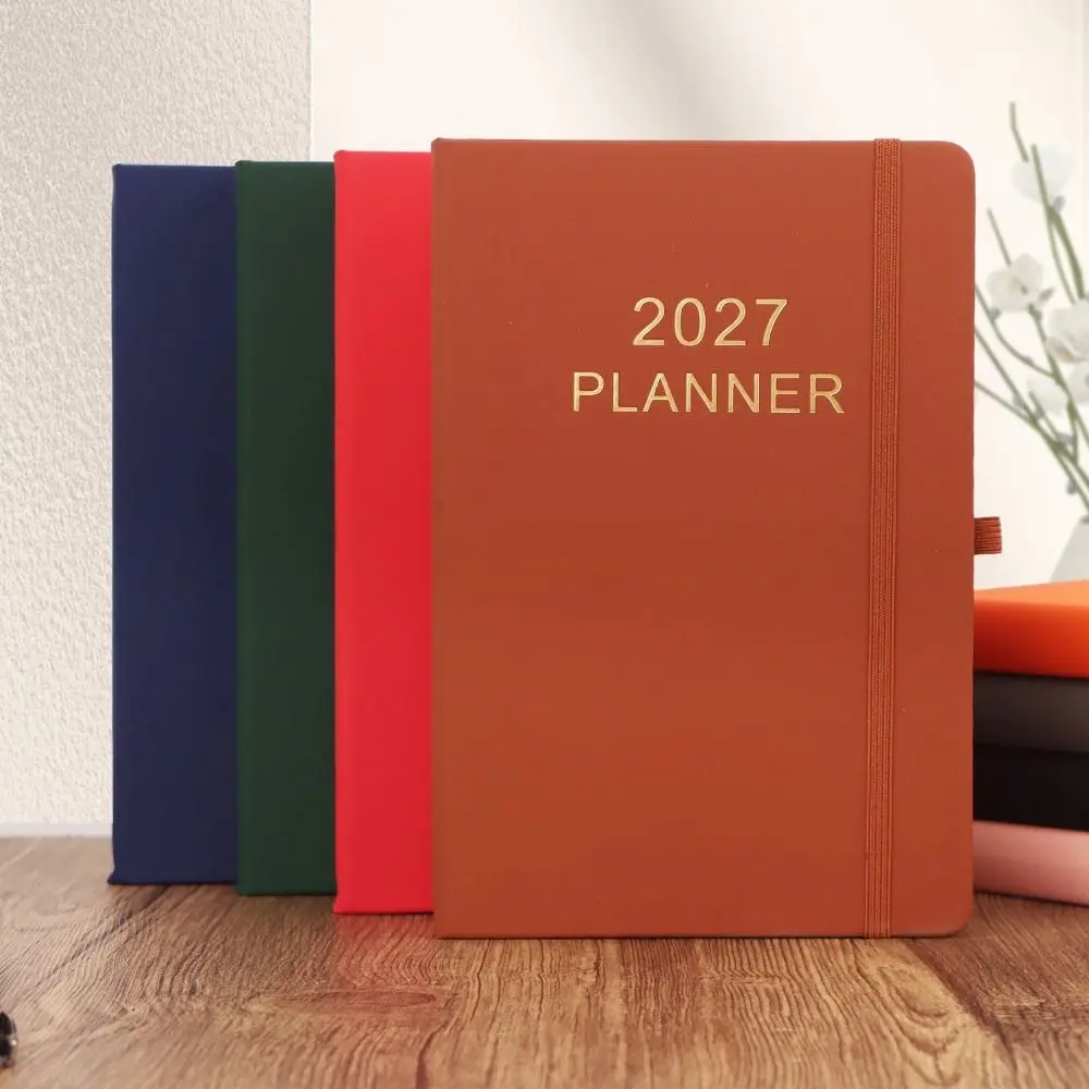 Portable A5 2027 Agenda Book Planner Reminder To Do List Daily Planner Book Textured PU Schedule Book Students