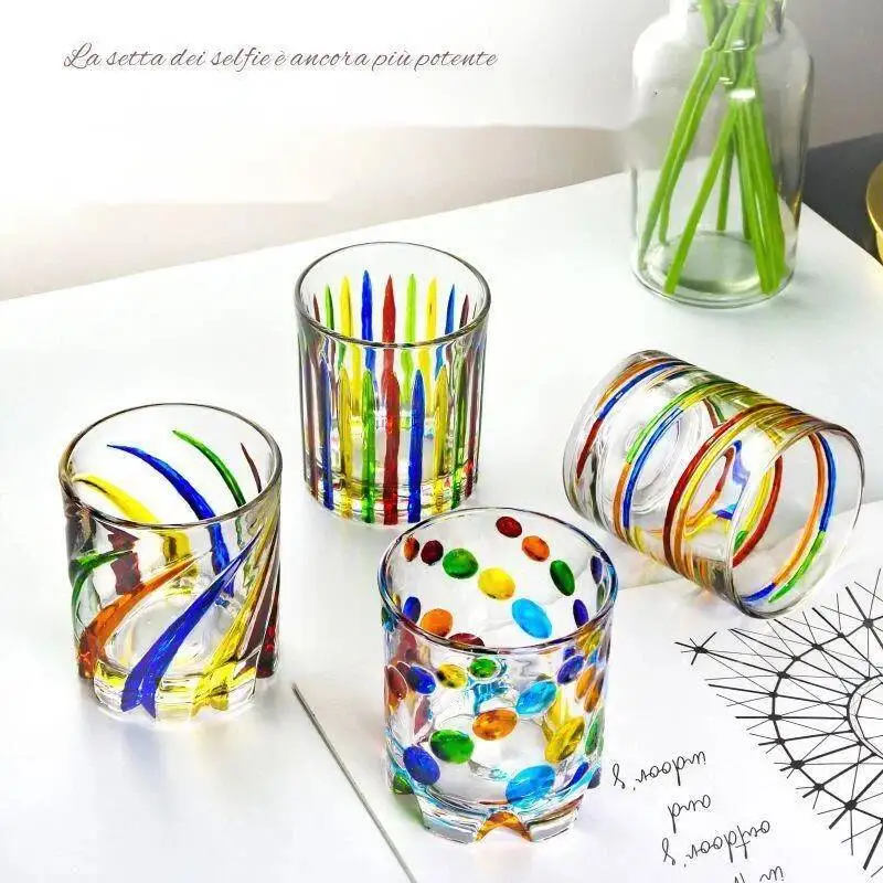 

Colorful Rotating Whiskey Glass Germany Design Crystal Wine Glass Relieve Stress Ripple Brandy Tumbler Whisky Enjoy Cup Beer Mug