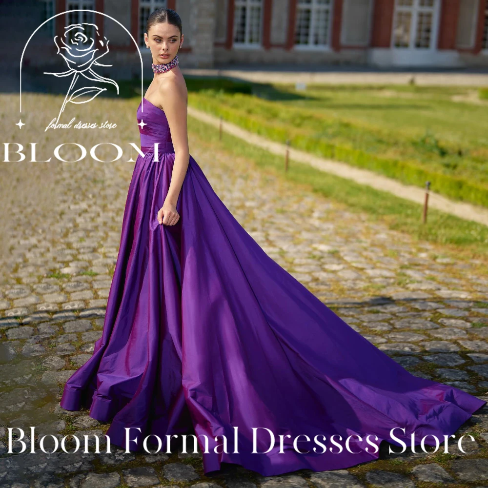 

Bloom Customized Strapless Satin Ball Gown Formal Dress Elegant Floorlength Ruched Bodice Pockets Design Sophisticated Silhouett