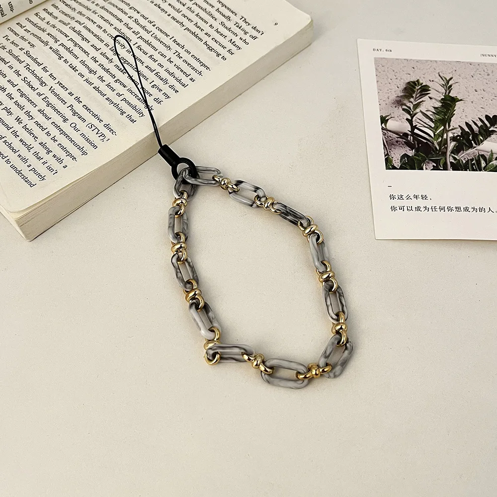 Trendy Acrylic Phone Chain Elegant Anti-lost Mobile Phone Cord Colorful Phone Wrist Strap Cellphone Accessories Jewelry Gift