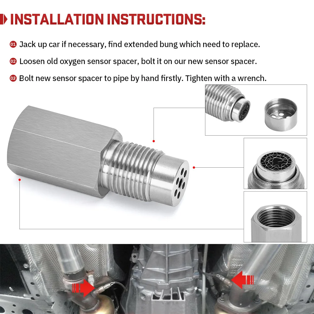 อะแดปเตอร์สเปเซอร์เซ็นเซอร์ O2 M18x1.5 สแตนเลสสำหรับ BMW VW Audi - อุปกรณ์ป้องกันการอุดตันท่อไอเสียแบบสากล, เครื่องมือปรับแต่งประสิทธิภาพรถยนต์
