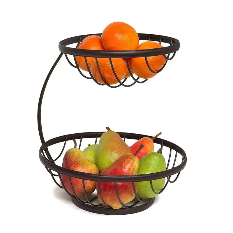 Fruit basket with banana hanger for open silk fruit bowl for kitchen counter and dining table