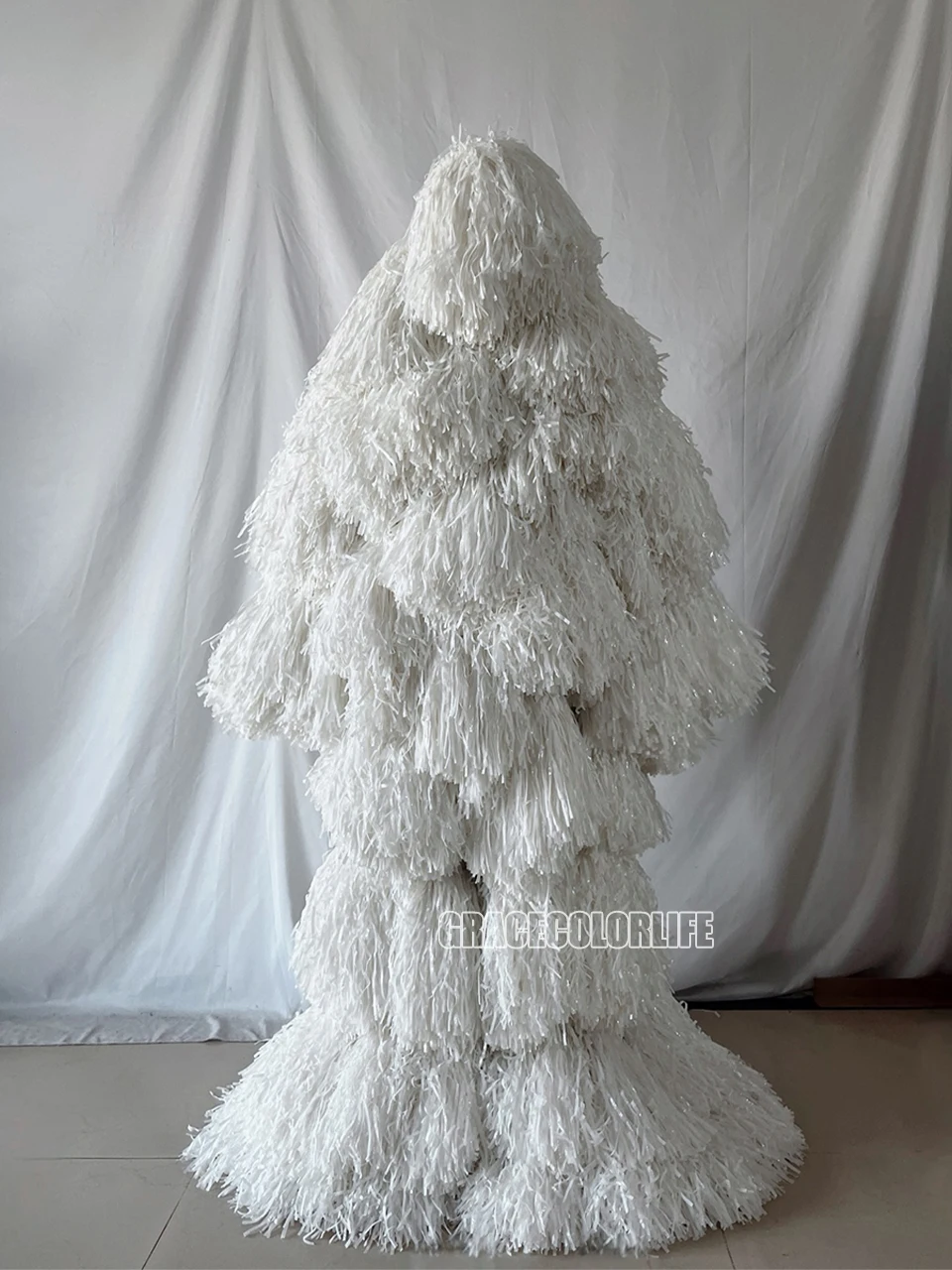 Kostum Rumbai untuk Pertunjukan Panggung Klub Malam, Gaun Liburan, Tari Modern, Kostum Spandex Elastis Berumbai Warna-warni untuk Tari Modern